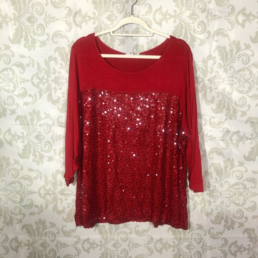 NWT Calvin Klein Red Sequin Top